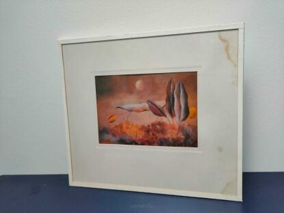 Reprodukcja obrazu Brązowa noc Oty Janečka w białej ramie i na jasnym tle