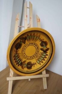 Piękna fajansowa misa na owoce z brązowymi kwiatami