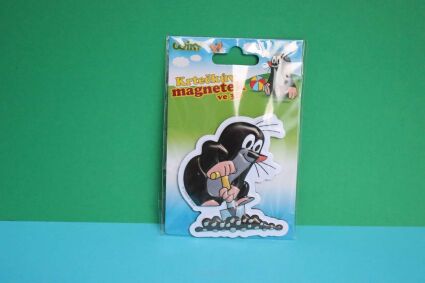 Magnes z krecikiem kopiącym łopatką kopiec