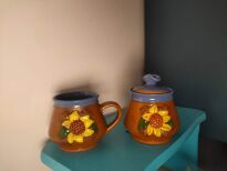 Ceramiczny komplet ze słonecznikiem