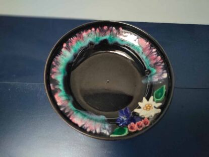 Talerz do powieszenia  Gollico Fayence Austria Edel Keramik z jaskrawymi wzorami