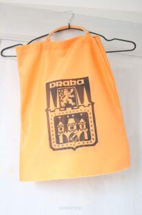 Stara siatka Praga na ryneczek  Pomarańczowa  z czarnym herbem miasta lekko pod kątem